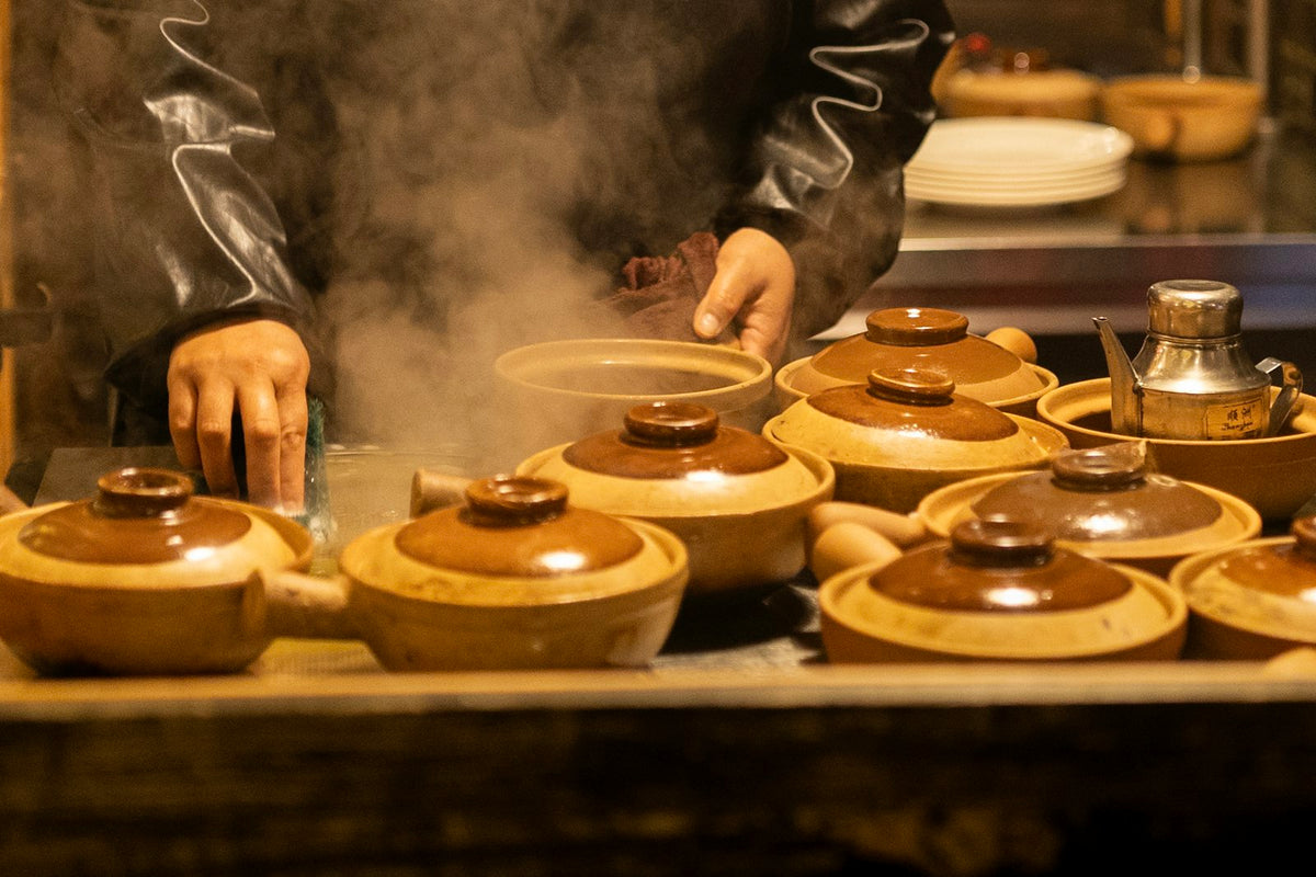 Japanese Donabe Clay Hot Pot Starter Set from Japan — Handmade Nabe Pot, Ceramic Bowls & Wooden Ladle, with English Guide